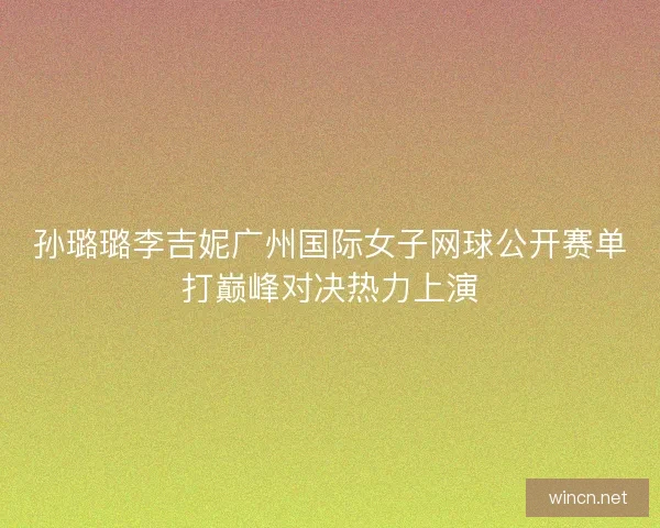 孙璐璐李吉妮广州国际女子网球公开赛单打巅峰对决热力上演