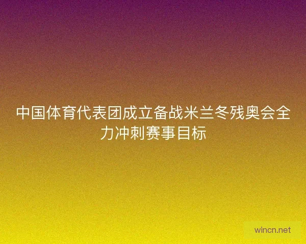中国体育代表团成立备战米兰冬残奥会全力冲刺赛事目标