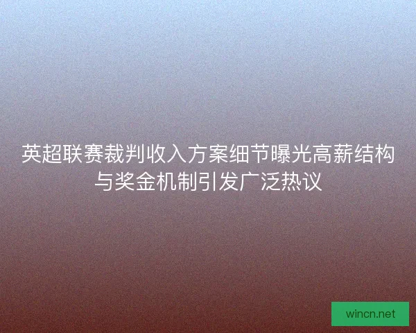 英超联赛裁判收入方案细节曝光高薪结构与奖金机制引发广泛热议 英超联赛裁判收入方案细节曝光高薪结构与奖金机制引发广泛热议